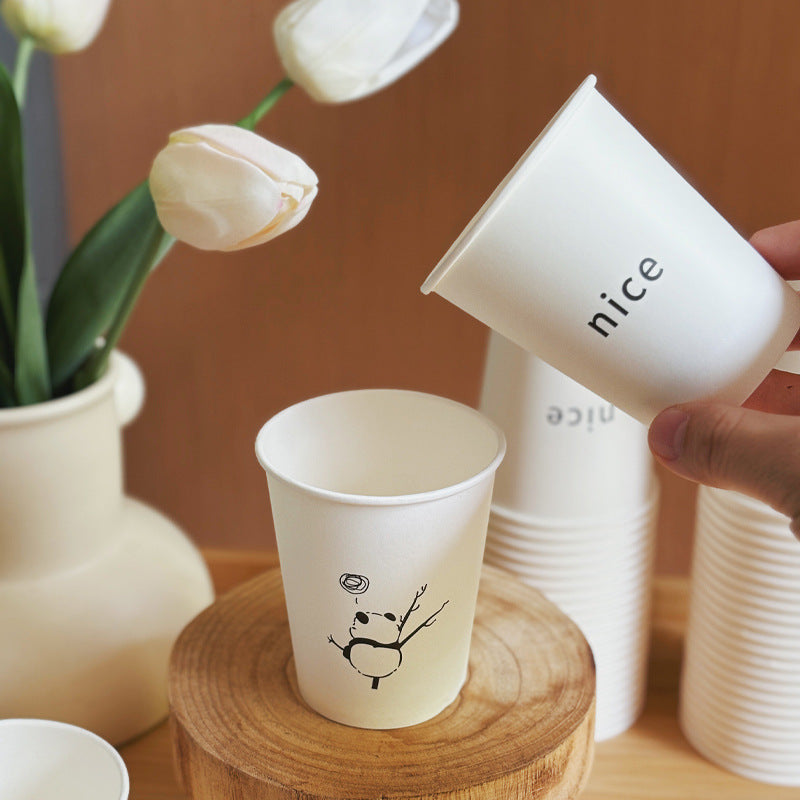 Ins Style Simple Disposable Paper Cup 250ml Large Capacity Household Thickened Tea Cup Wholesale Coffee Cup