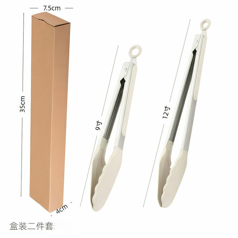 Cross-Border Silicone Clips, High Temperature Resistant Kitchen Anti-Scalding Barbecue Barbecue Clips, Food Clips, Household Stainless Steel Steak Clips