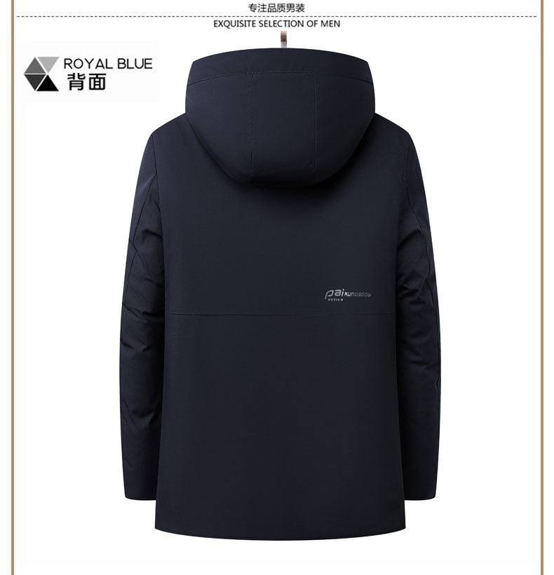 2024 winter new silk cotton-padded jacket casual men's business middle-aged cotton-padded hooded thick warm coat wholesale