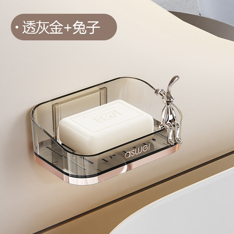 Household High-end Draining Soap Rack Soap Box Bathroom Bathroom Wall-mounted Double-layer Soap Box Non-perforated Storage Rack