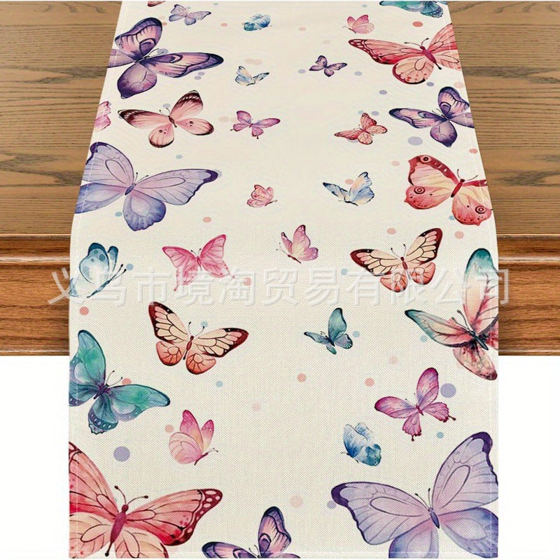 Linen Table Runner Pastoral Flower Lemon Summer Home Dining Table Outdoor Decoration Printed Tablecloth Table Runner