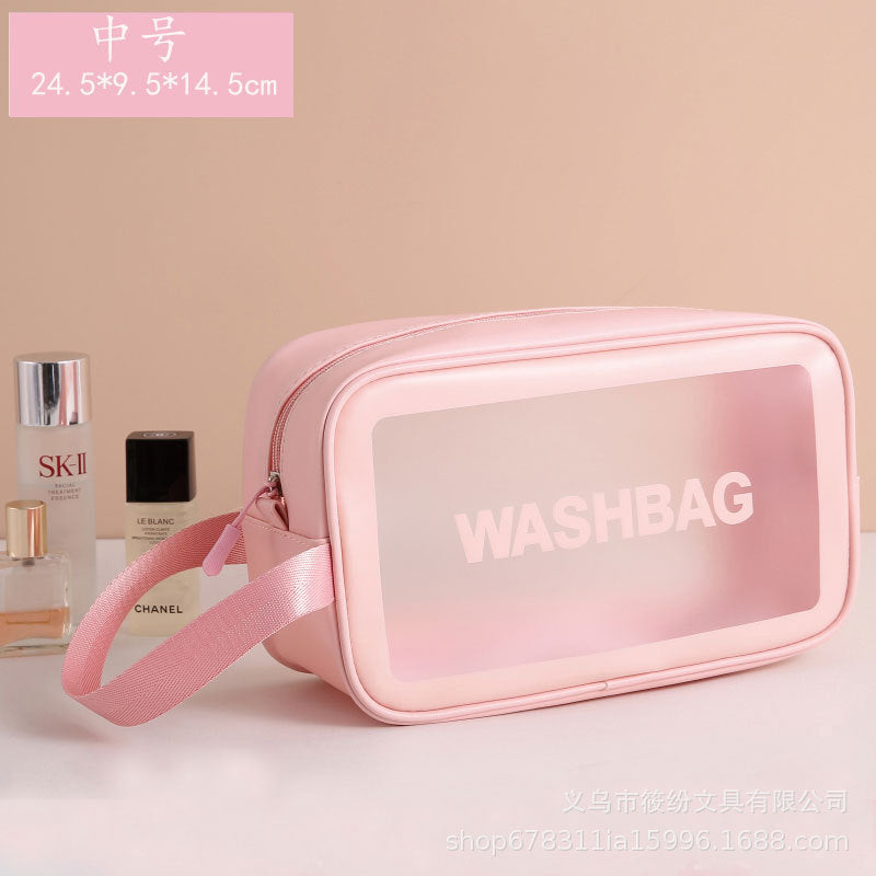 Korean Satchel Cosmetic Bag Pvc Dry and Wet Separation Toiletry Bag Satchel Waterproof Bath and Swimming Frosted Storage Bag