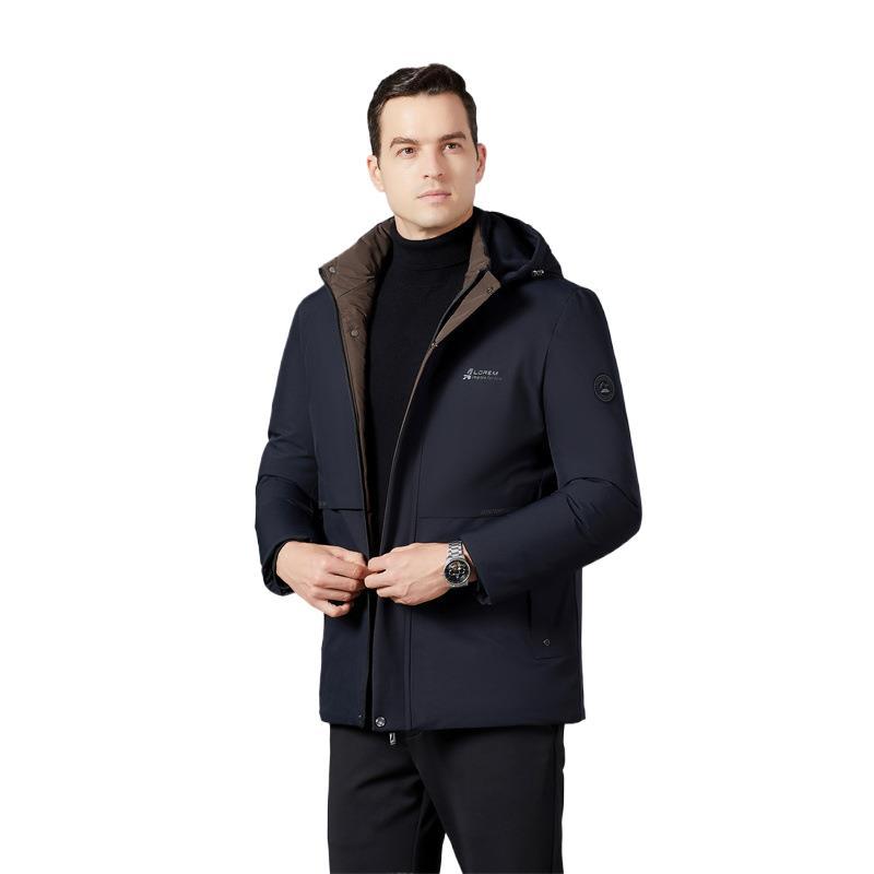 Authentic Men's Cotton Coat for Autumn and Winter, New Trendy Business Casual Loose Hooded Cotton Jacket, Thickened and Warm
