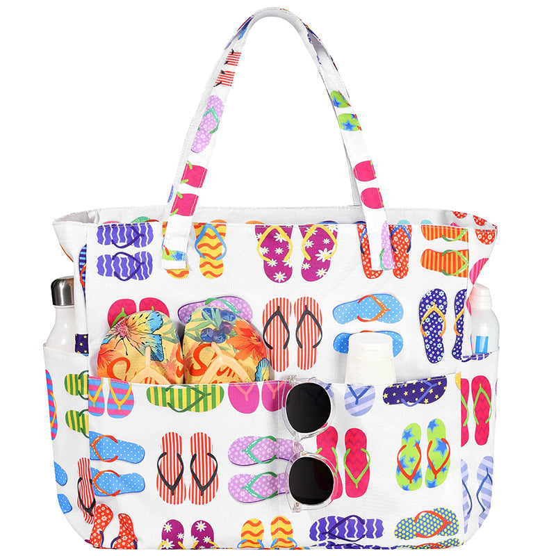 Feihong Cross-Border Large-Capacity Beach Bag Amazon New Travel Storage Bag Portable Printed High-Value Storage Bag