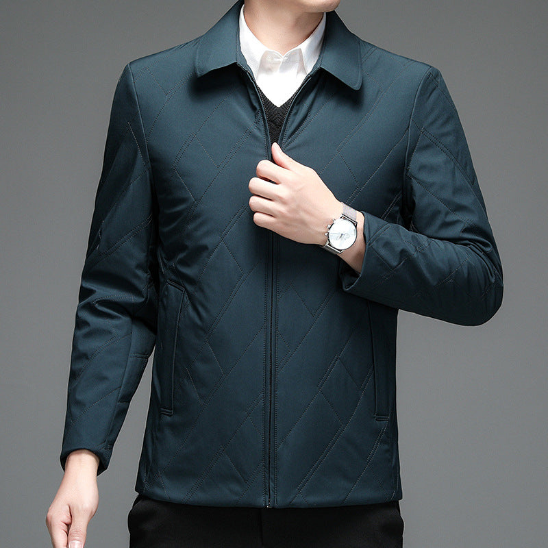 Middle-Aged Men's Jacket 2025 Winter New Style Lapel Middle-Aged Dad's Cotton-Padded Jacket Business Casual Men's Jacket Dropshipping