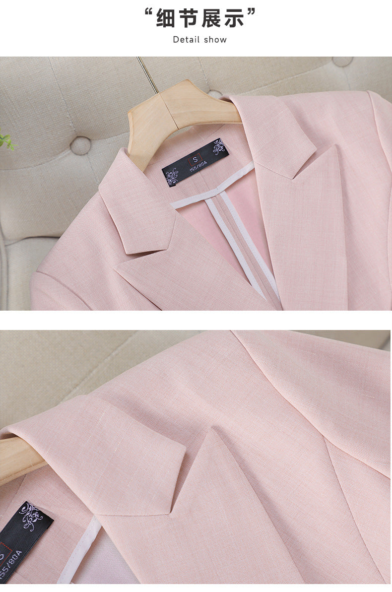 Cross-Border Professional Attire Pink Three-Quarter Sleeve Suit Skirt Women's Spring and Summer New Beauty Salon Work Clothes Over-The-Knee Skirt