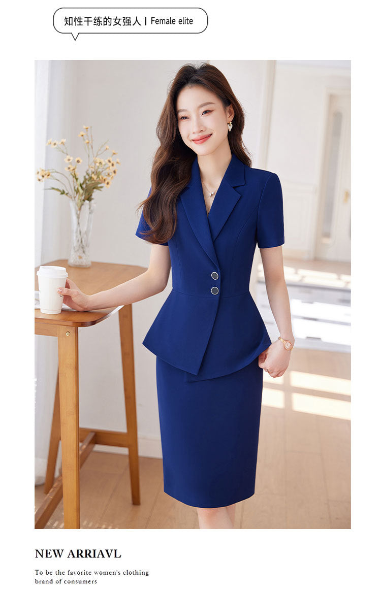 Short-Sleeved Suit Women's Summer 2025 New Classy Formal Hotel Jewelry Front Desk Professional Elegant Work Clothes