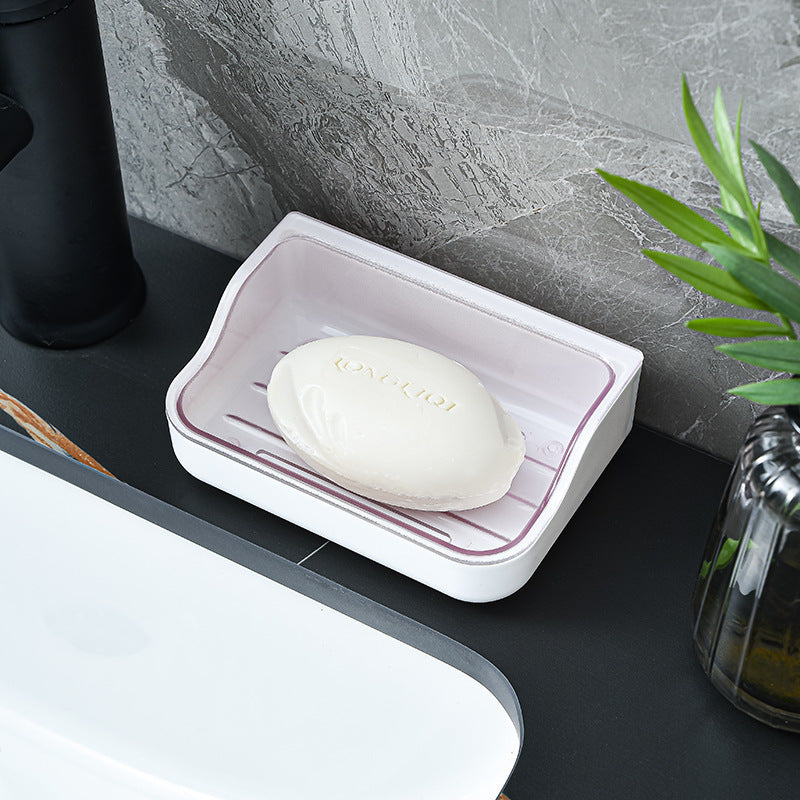 Wall-mounted Soap Box Bathroom Non-perforated Suction-cup Soap Box Bathroom Creative Double-layer Draining Rack Storage Rack