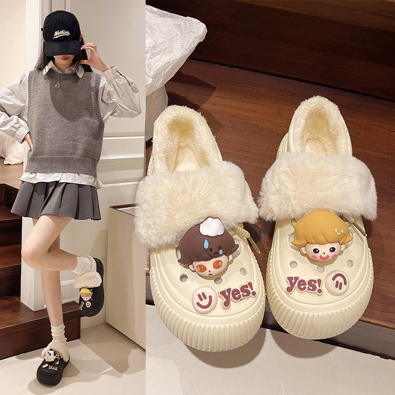 Detachable Cotton Slippers for Women 2025, Comfortable Home Slippers, Cute and Warm, Closed-Back Plush Maternity Cotton Shoes for Autumn and Winter