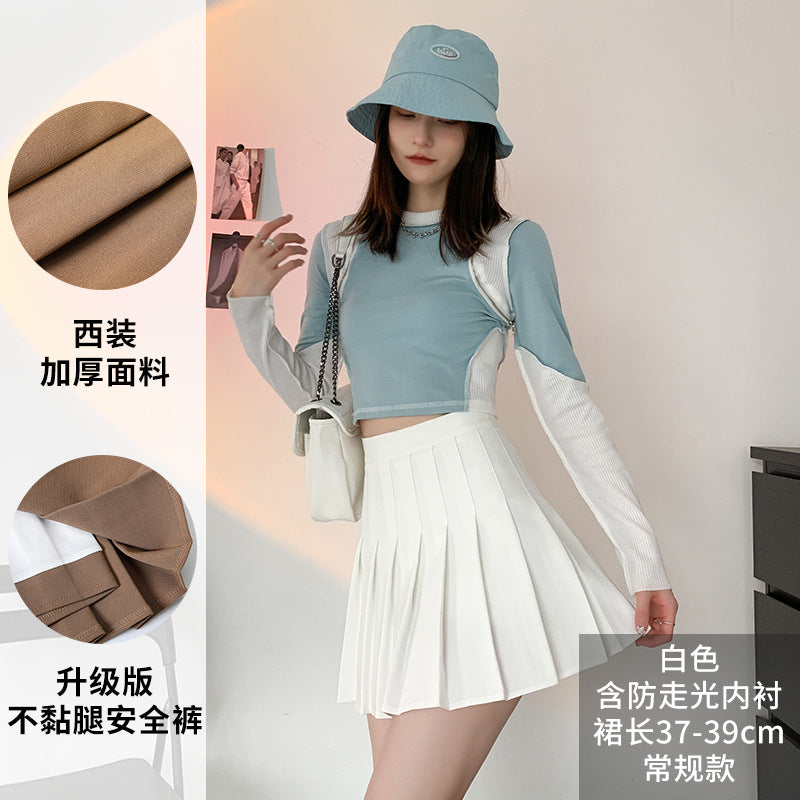 Pleated Skirt Women's Summer Jk Skirt Slimming Look New Plaid Skirt High Waist Korean Style Black A-Line Skirt Large Size Short Skirt