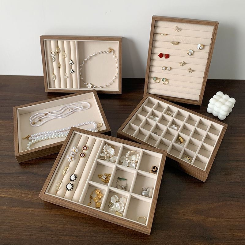 Walnut Jewelry Tray Counter Jewelry Storage Large Capacity Ring Tray Earring Tray Necklace Jewelry Box Jewelry