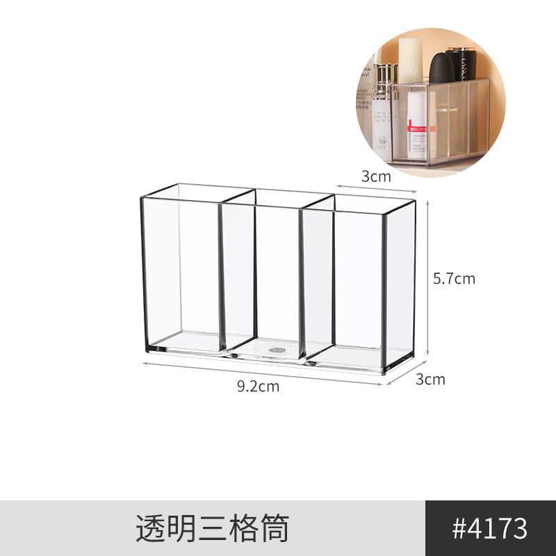 Pen Holder Desktop Stationery Storage Box Transparent Acrylic Multifunctional Student Pen Holder Office Note Pad Organizer Box