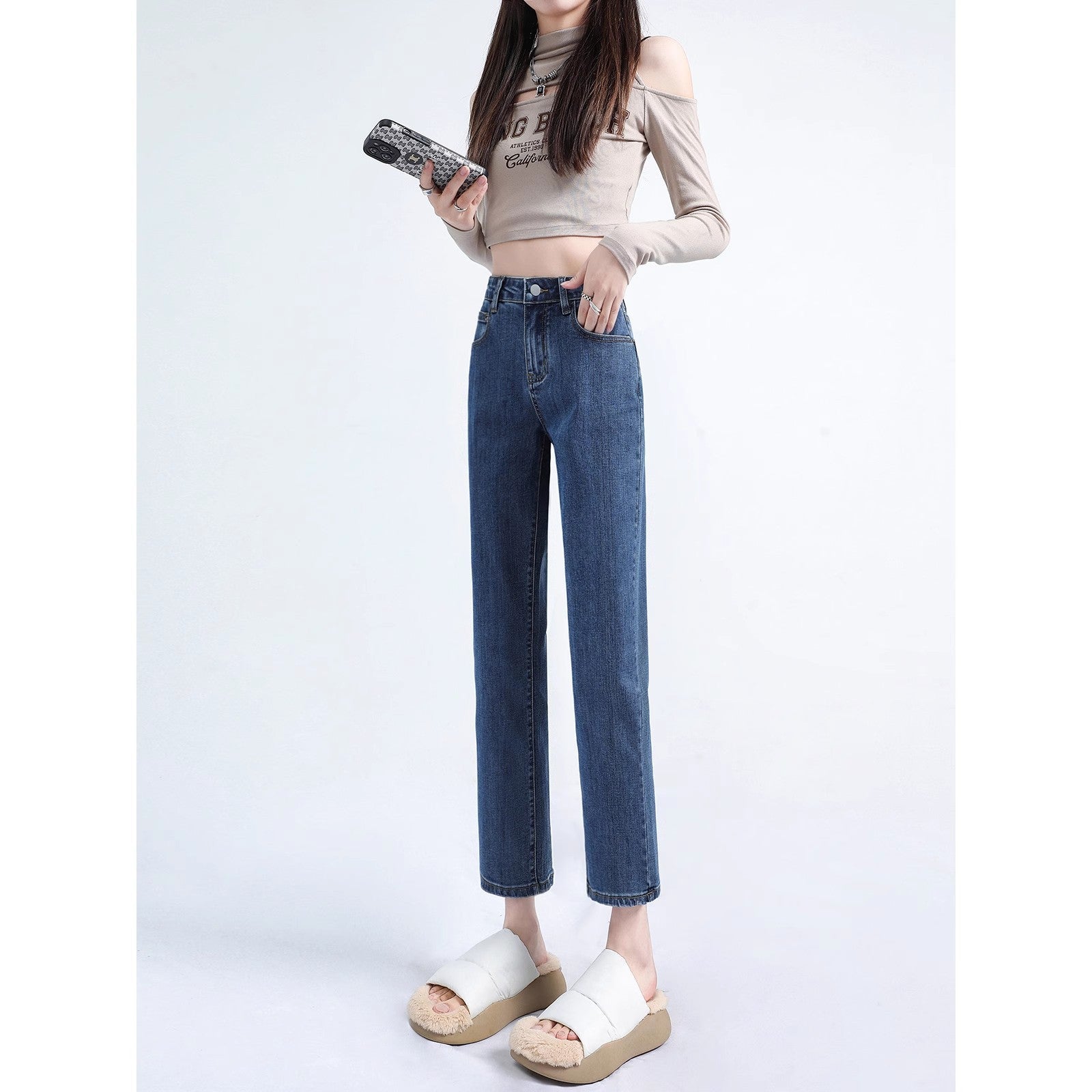 Women's Cropped Cigarette Pants 2026 New Autumn High-Waisted Slim-Fit Stretchy Skin-Friendly Comfortable Baguette Narrow Straight-Leg Pants