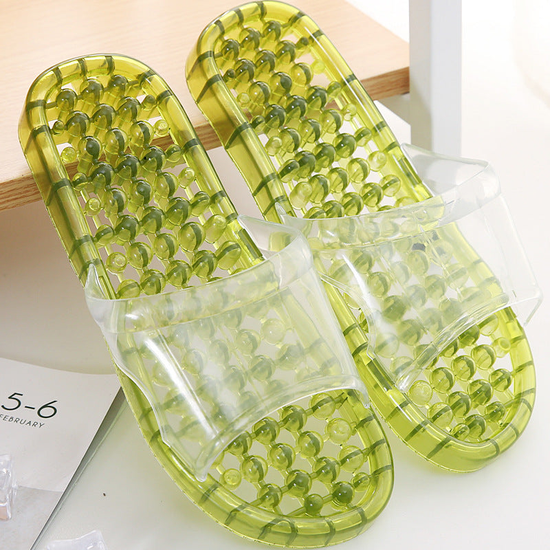 Bath Slippers Massage Plastic Hollow Leakage Bathroom Slippers Women's Summer Indoor Men's Autumn Household Massage Slippers