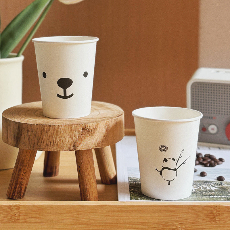 Ins Style Simple Disposable Paper Cup 250ml Large Capacity Household Thickened Tea Cup Wholesale Coffee Cup
