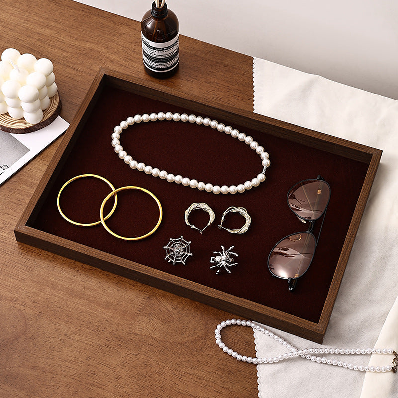 Walnut Jewelry Display Tray Ring Necklace Bracelet Tray Earrings Earrings Jewelry Display Props Night Market Stall