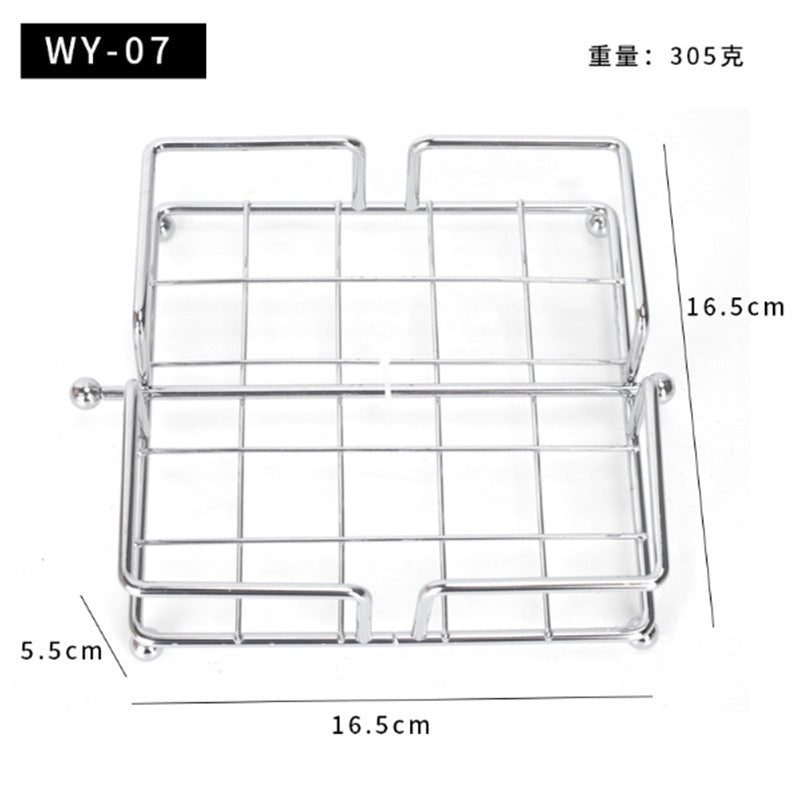 Kitchen Bathroom Suction Cup Storage Rack Creative Metal Storage Rack Cleaning Sponge Storage Rack Tissue Rack Iron