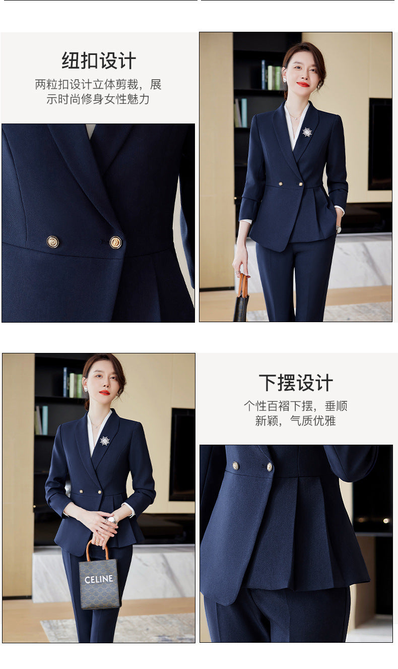 Cross-border High-end Professional suit Women's New Double-breasted Suit Fashion Elegant Goddess Style Work Clothes Interview Dress