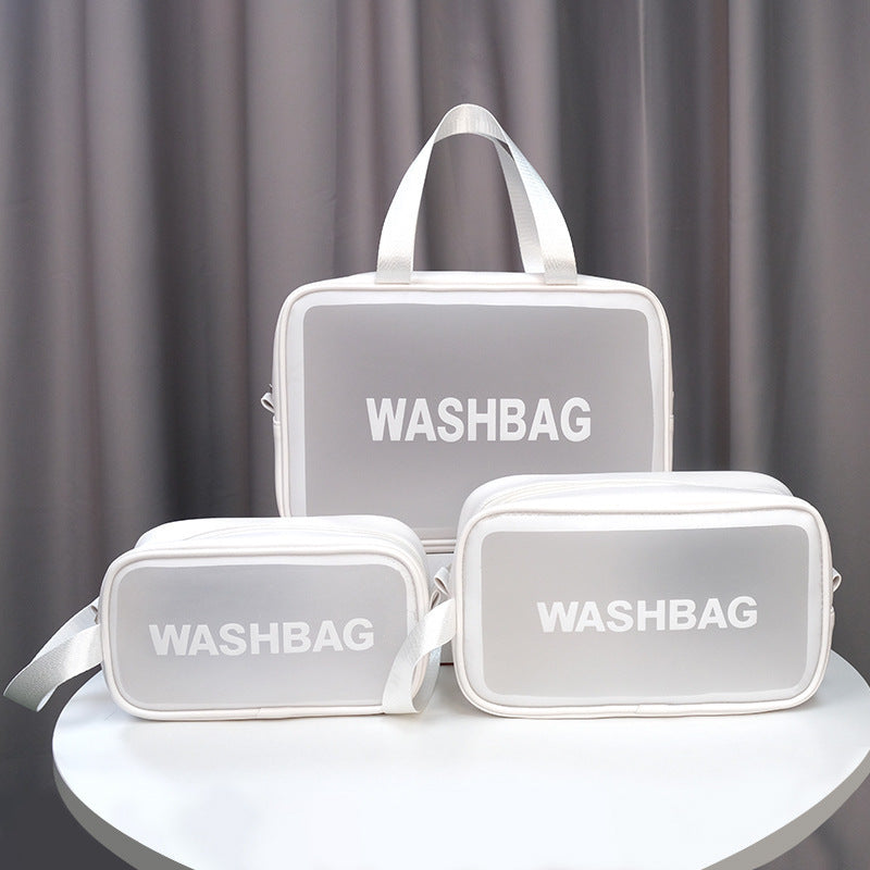 New Transparent Frosted Three-Piece Cosmetic Bag Cross-Border Travel Toiletry Bag Multi-Functional Skin Care Product Storage Bag Wholesale