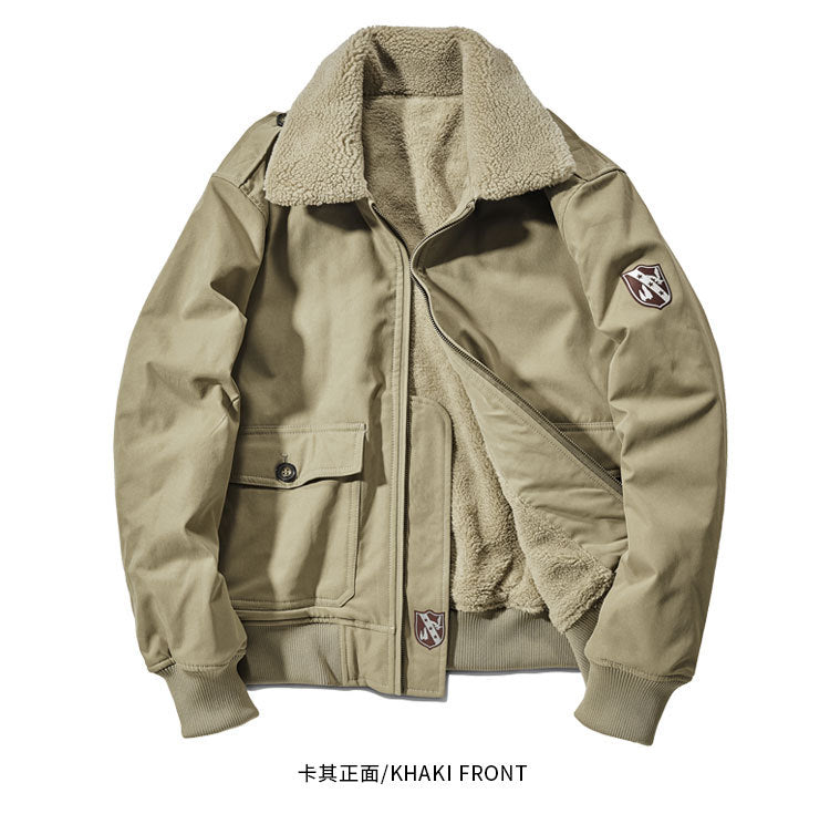Factory direct winter plus velvet men's cotton-padded overalls cotton-padded jacket coat fur collar thickened pilot cotton-padded jacket 89K16