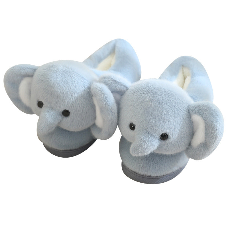 Stuffed Warm Indoor Home Soft-Soled Confinement Cotton Shoes New Creative Stereo Elephant Winter Baotou Cotton Slippers for Women