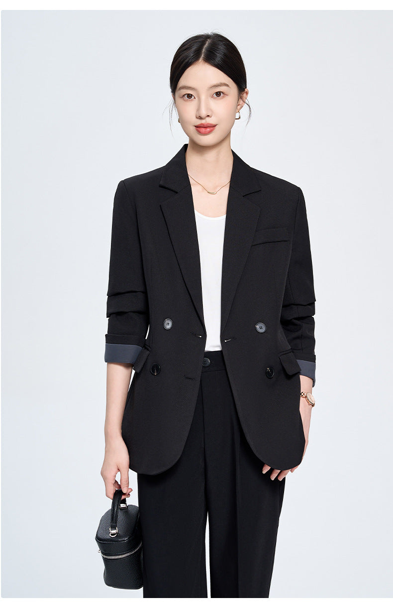 Cross-Border Gray Blazer for Women, New Spring and Autumn Style, Professional Formal Wear, Light Workplace Workwear, High-End Suit Set