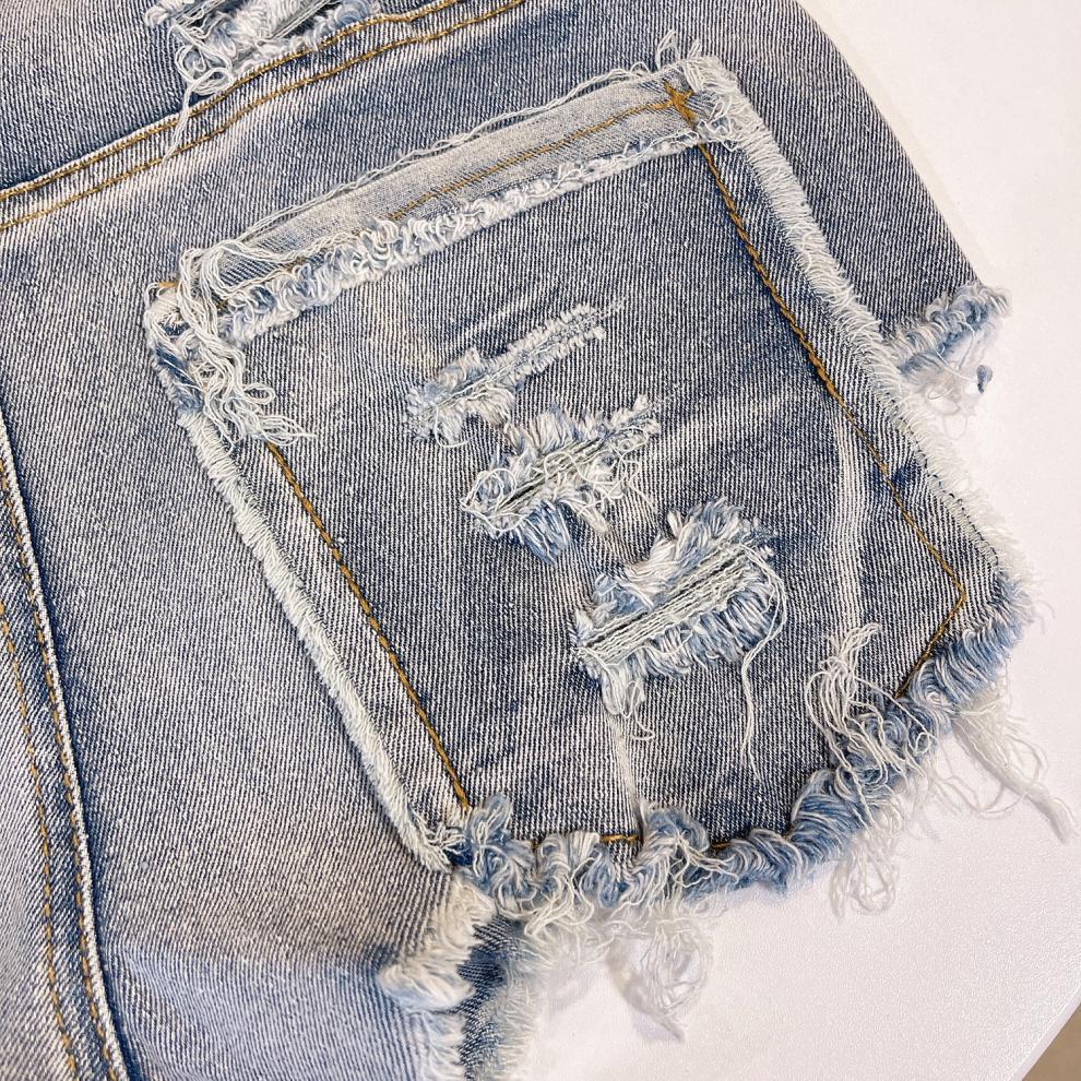 9030 # 2024 New Sexy European and American Raw Edge High Waist Tight Sexy Jeans Denim Shorts for Women