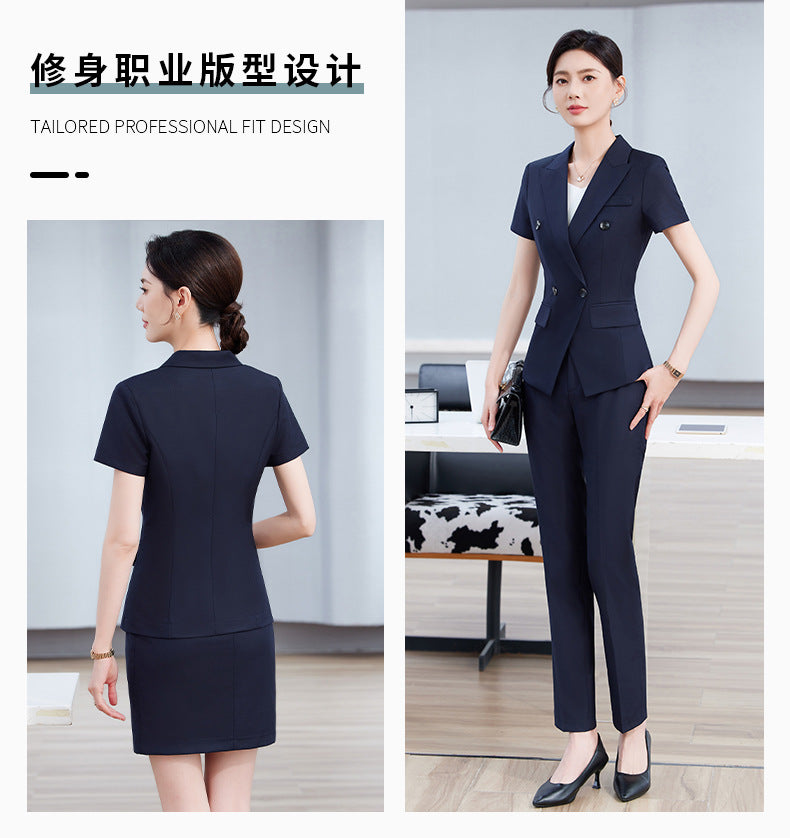 High-End Short-Sleeved Suit for Women 2025 Summer New Style Professional Wear Hotel Manager Bank Work Clothes
