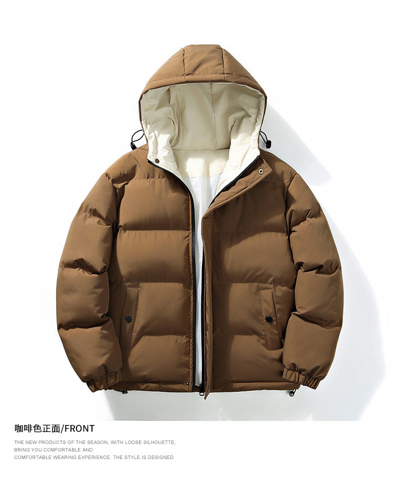 Men's Winter Casual Hooded Jacket Japanese Style Windproof Thick Warm Sports Coat