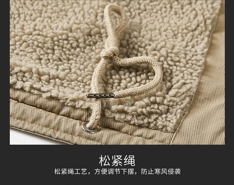Winter fleece-lined Thickened Cotton-padded Clothes Men's Warm Crock Jacket Youth Wool Collar Retro Casual Cotton-padded Jacket Men's 2188