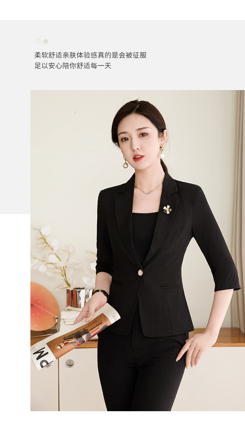 Pink Petite Suit for Women, Summer Thin High-End Short Professional Wear, Fashionable Elegant Casual Formal Wear