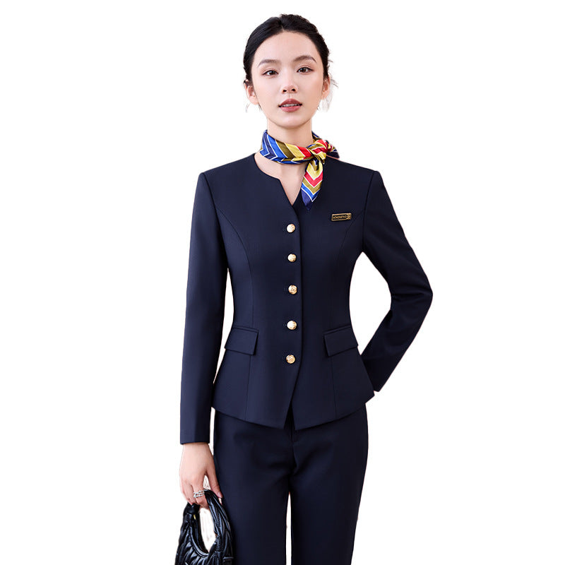 Professional Suit Suit Women's Autumn and Winter New Hotel Front Desk Jewelry Store Workwear Beauty Salon Front Desk Manager Workwear