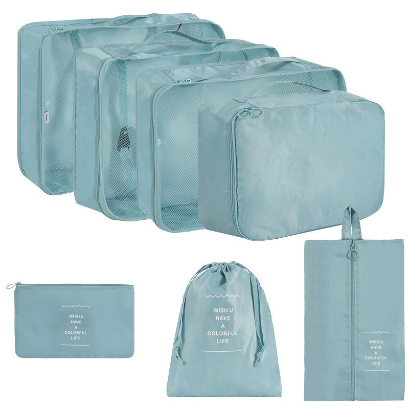 Cross-Border Travel 7-Piece Storage Bag, Clothing Storage Bag, Portable Large-Capacity Suitcase Classification Twill Cloth