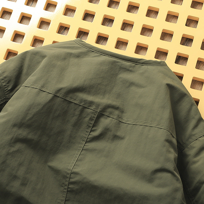 Retro Collarless Layered Thickeneded Men's Winter Jacket Loose Casual Autumn and Winter Warm Inner Lining Men's Cotton Jacket
