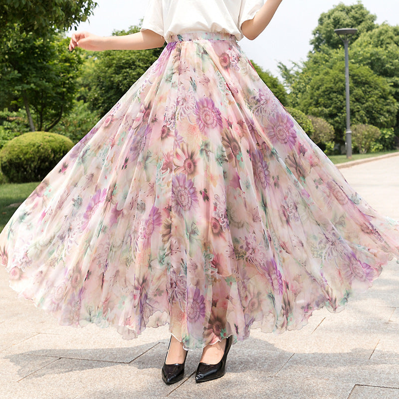 European and American Printed Skirt for Women Amazon 2025 Summer New Casual Seaside Vacation Long Skirt Skirt