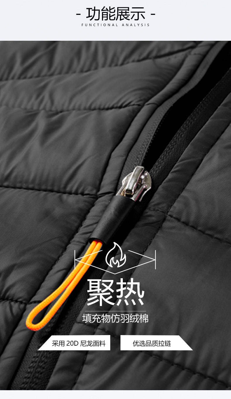 Cross-Border Cotton Coat Men's New Stand-Up Collar Cotton Jacket Simple Men's Clothing Imitation down Casual Jacket Amazon Cotton Coat