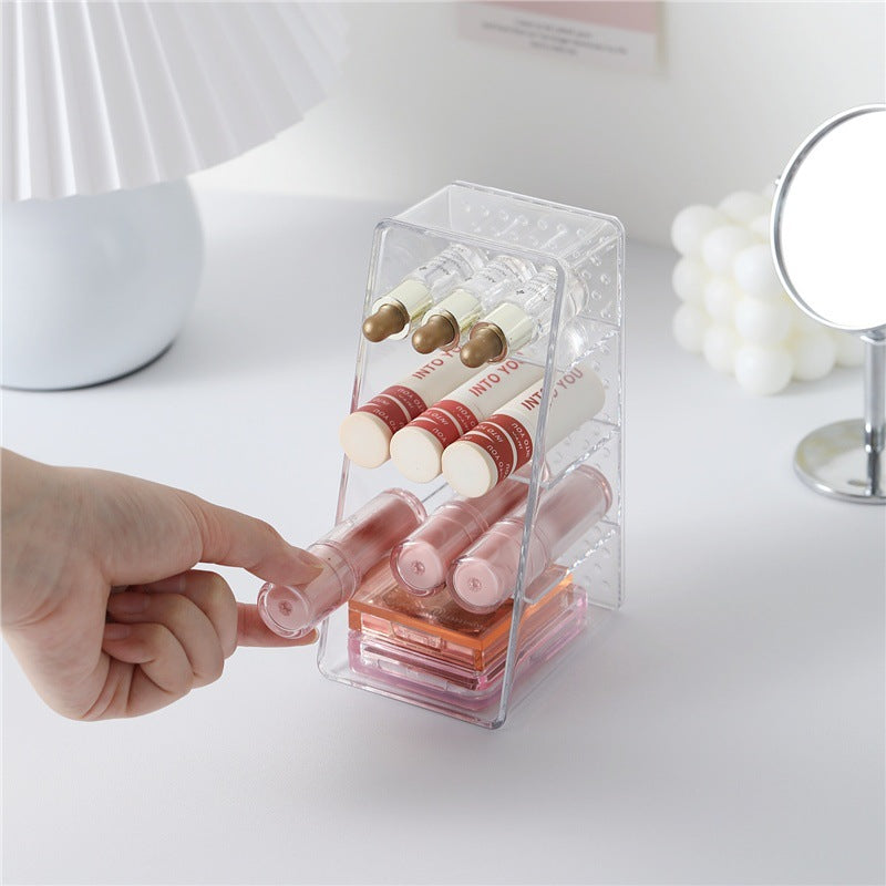 Desktop Cosmetics Storage Box, Dressing Table, Skin Care Product Storage Shelf, Acrylic Dormitory Transparent Compartment Lipstick Box