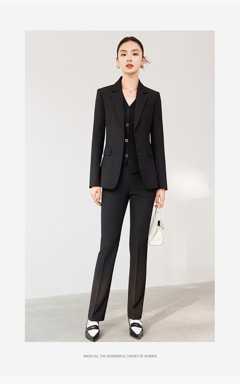 Cross-Border Red Hostess Suit Set for Women, Formal Attire for Broadcast Art Exams, Speech Competitions, Interviews, and News Anchor On-Camera Appearance