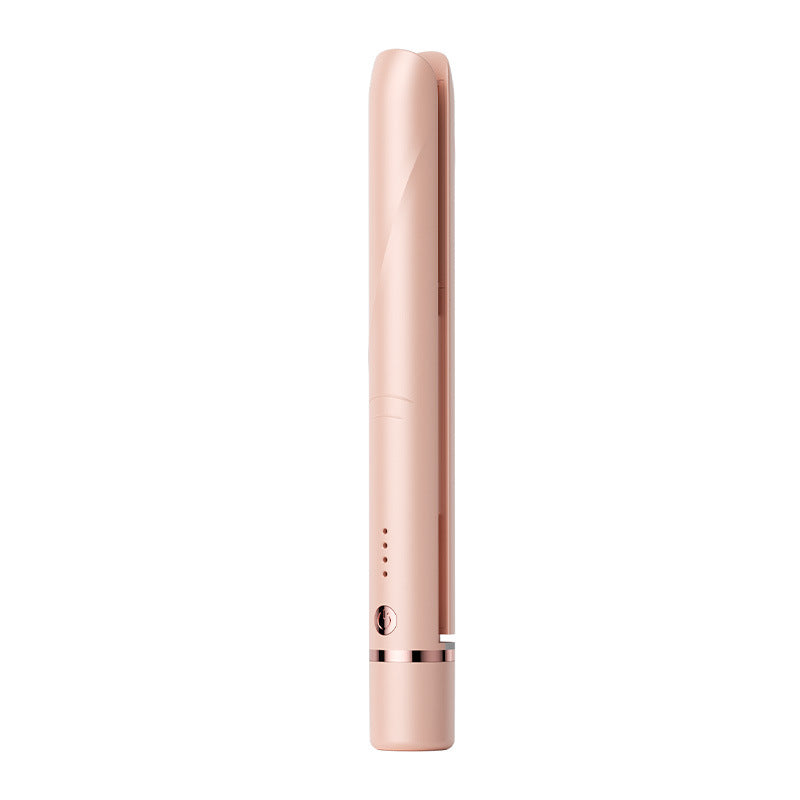 Cross-border New Small Electric Splint Straight Hair Curling Rod Dual-purpose Wireless Small Splint without Hanging Hair Water Ripple Bangs
