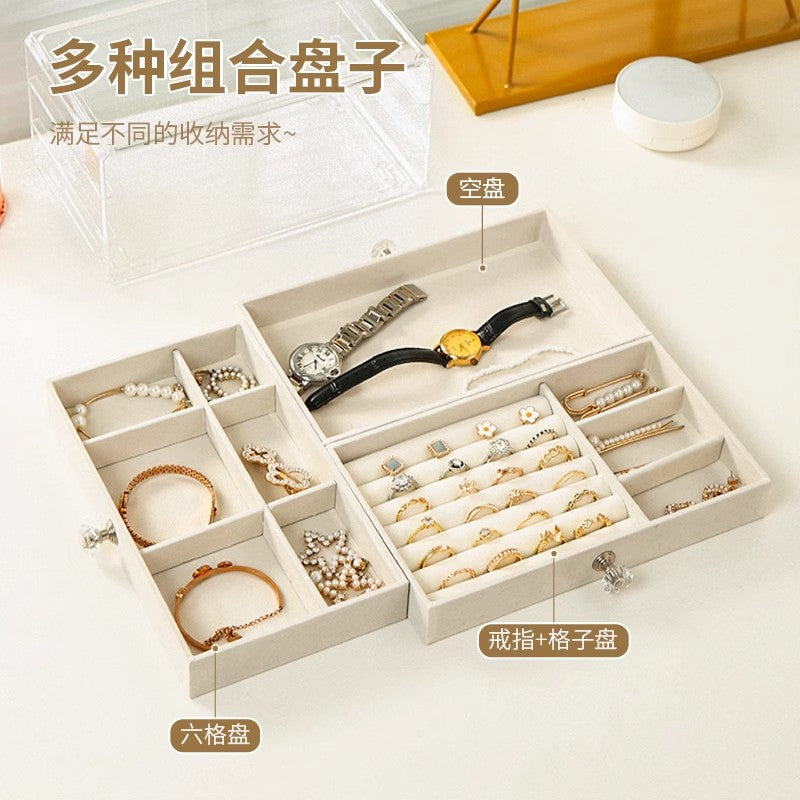 2025 New Korean Style Simple Style Acrylic Multi-Layer Jewelry Storage Box Jewelry Necklace Earrings Jewelry Display Box