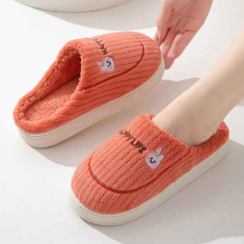 Winter Cotton Slippers Women's Thick Bottom Indoor Home Warm Comfortable fleece-lined Household Non-Slip Couple Mao Slippers for Men