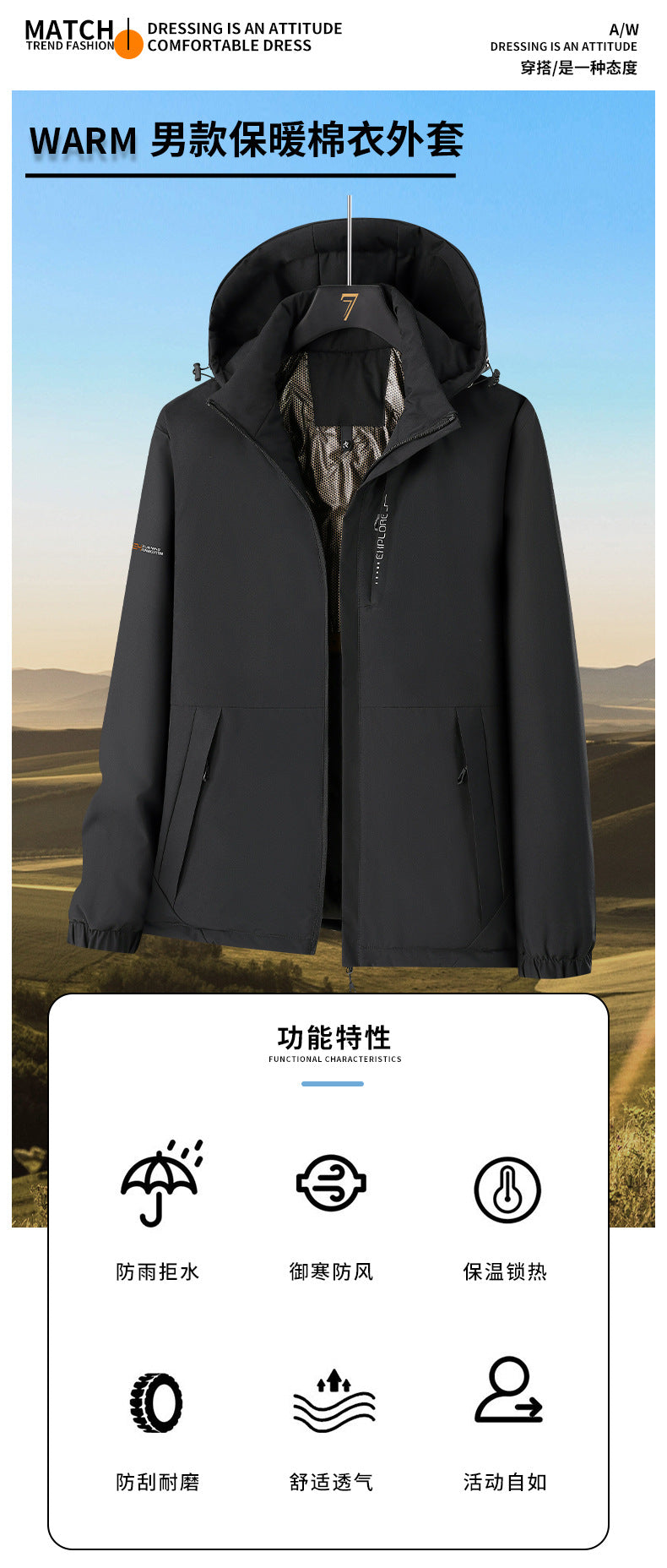 [Cui Wanzhi recommend] Men and women with cotton-padded jacket solid color hooded Joker casual coat couple graphene coat