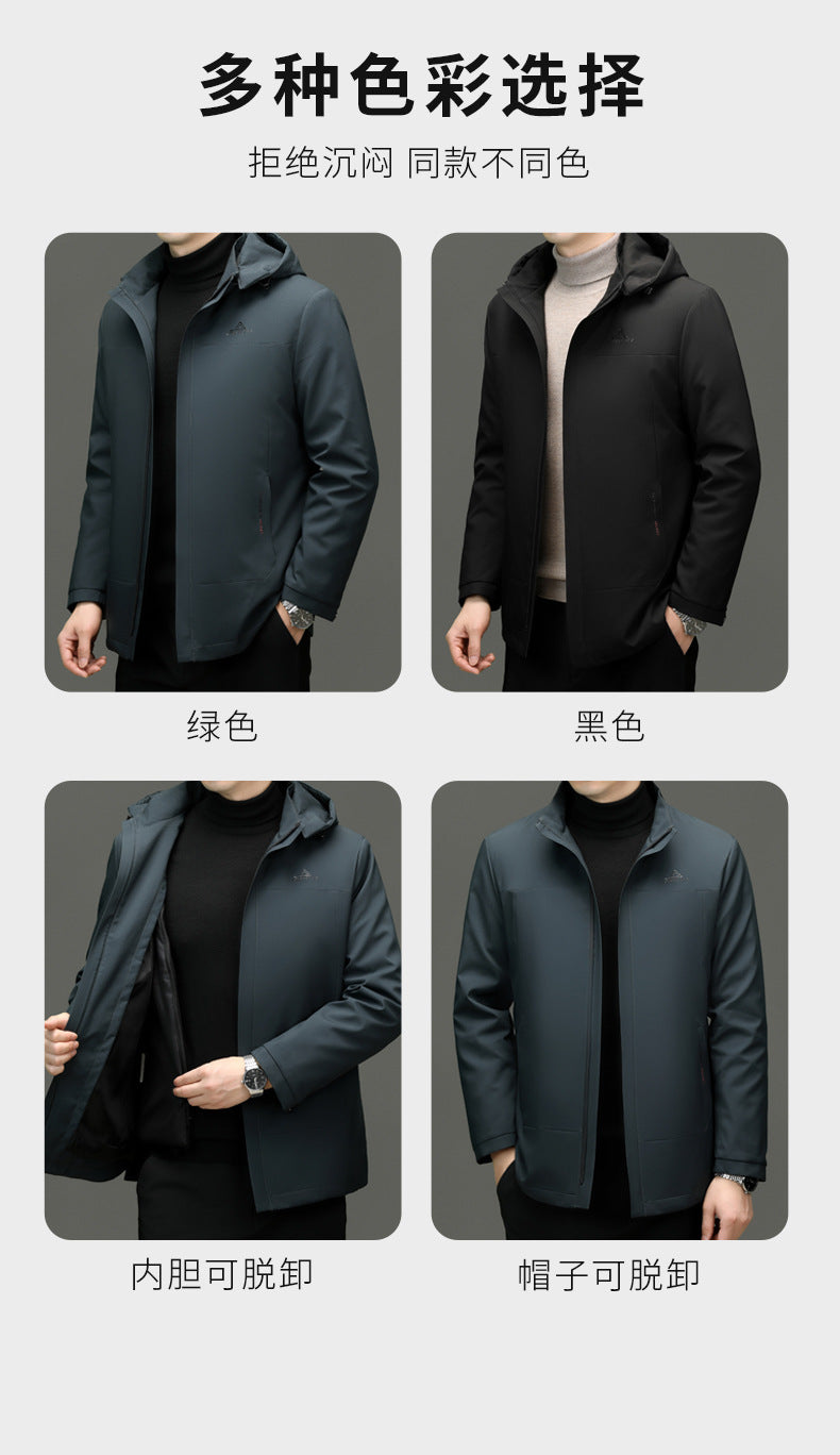 2024 Winter fleece-lined Thickened Cotton Coat Men's Middle-aged and Elderly Dad Hat with Removable Inner Liner Warm Cotton Coat