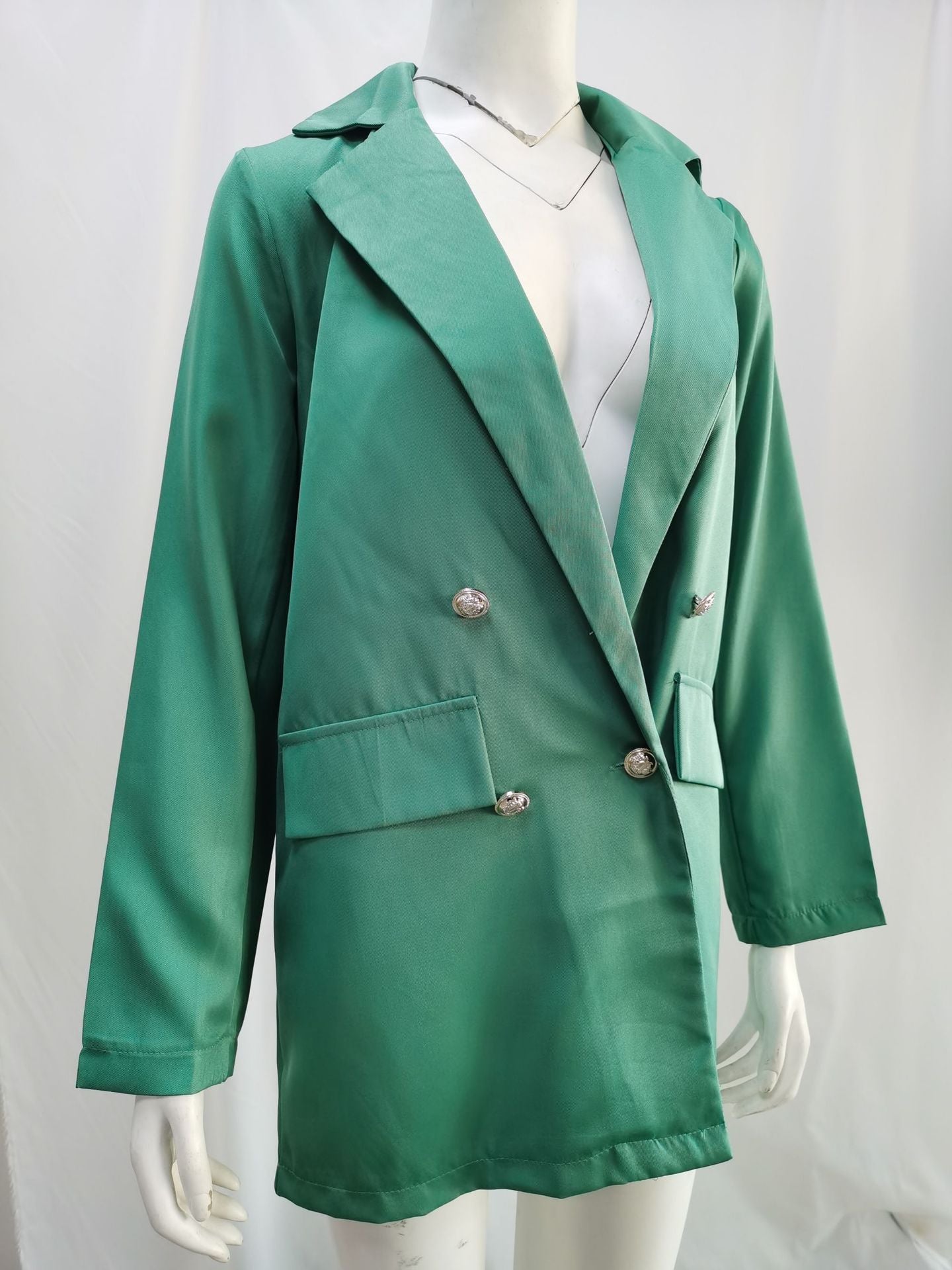 Amazon wish explosions solid color fashion lapel cardigan 2020 Europe and the United States long temperament suit jacket women