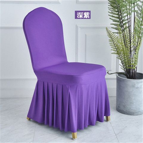 Solid Color All-Inclusive Elastic Pleated Skirt Chair Cover Hotel Wedding Banquet Household Universal Skirt Stool Cover