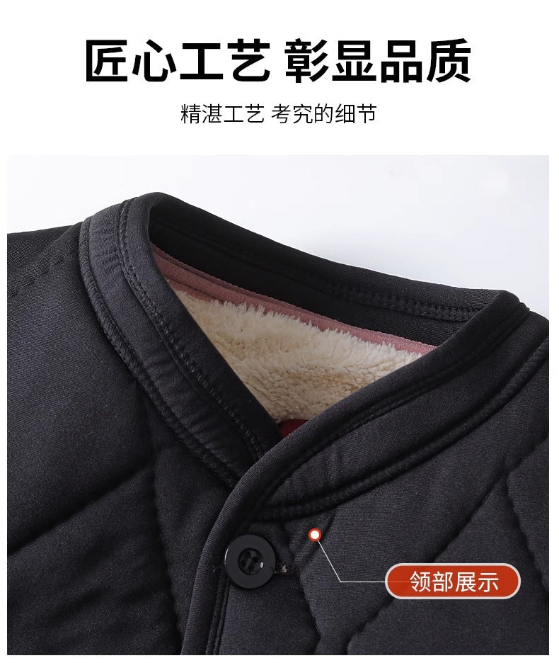Old People's Cotton-padded Coat fleece-lined Thickened Dad's Cotton-padded Coat Grandpa Lamb Velvet Warm Cotton-padded Coat Home Loose Small Cotton-padded Coat