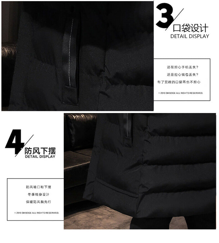 Mid-Length Cotton Outwear Men's Winter Jacket 2025 New Thickeneded Hooded Cotton Jacket Men's Korean Style Trendyy Cotton Jacket