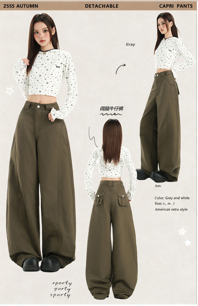 Raccoon House # Wizard of oz 2025 Early Autumn New Fashion High-Waisted Casual Versatile Cargo Pants Women's Casual Jeans
