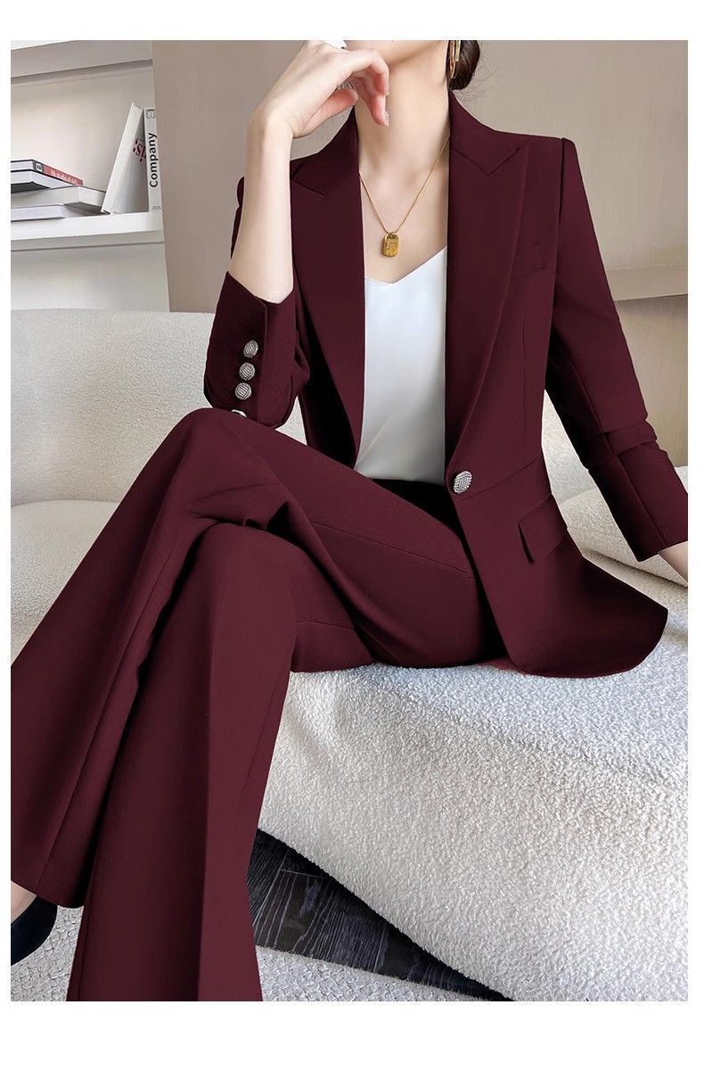Fashionable Ancora Red Suit Suit Women's 2025 Autumn New Commuting Professional Work Clothes Slim Suit Two-Piece Set