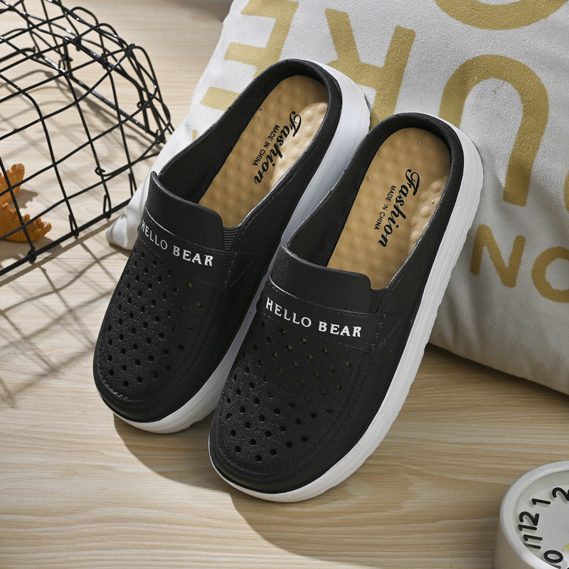 Summer Baotou Beach Shoes Women's Hollow Breathable Non-slip Non-slip Soft Bottom Comfortable Outer Wear Casual Beach Shoes Women's Hole Shoes